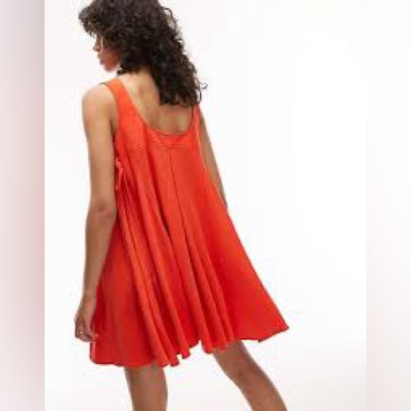NWT Topshop Topstitch Linen Orange Mini Dress, 6 - Picture 2 of 7